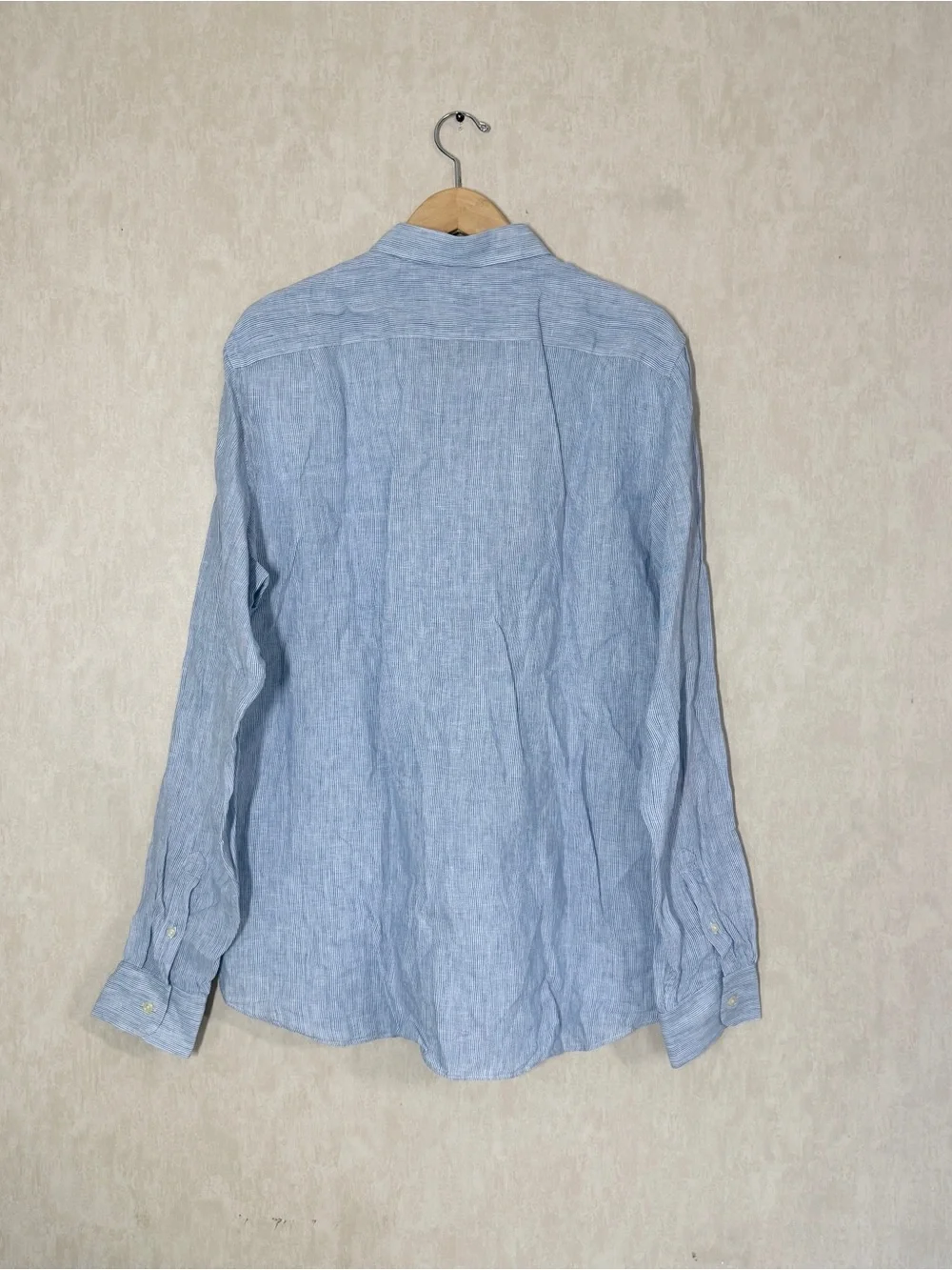 J. Crew Men’s Irish Linen Button Up Shirt Longsleeve Preppy in Blue Stripe XL